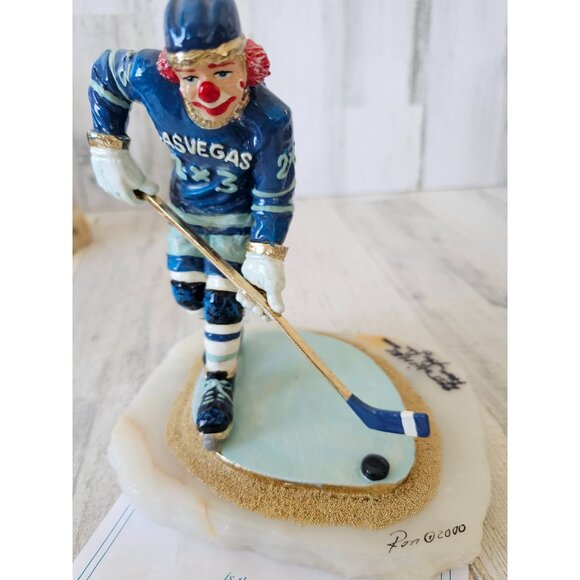Ron Lee clown hockey player vintage limited 2000 gold figurine statue three of 9 - Picture 8 of 8